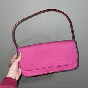 Y2K Dolce & Gabbana Hot Pink Wool Leopard Mini Shoulder Bag Purse